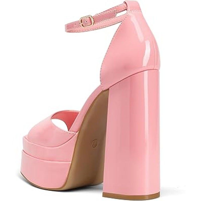 Other Dream Pairs 8.5 Bubble Gum Pink Open Toe Platform Heels Size US 8.5 / IT 38.5 - 2 Thumbnail