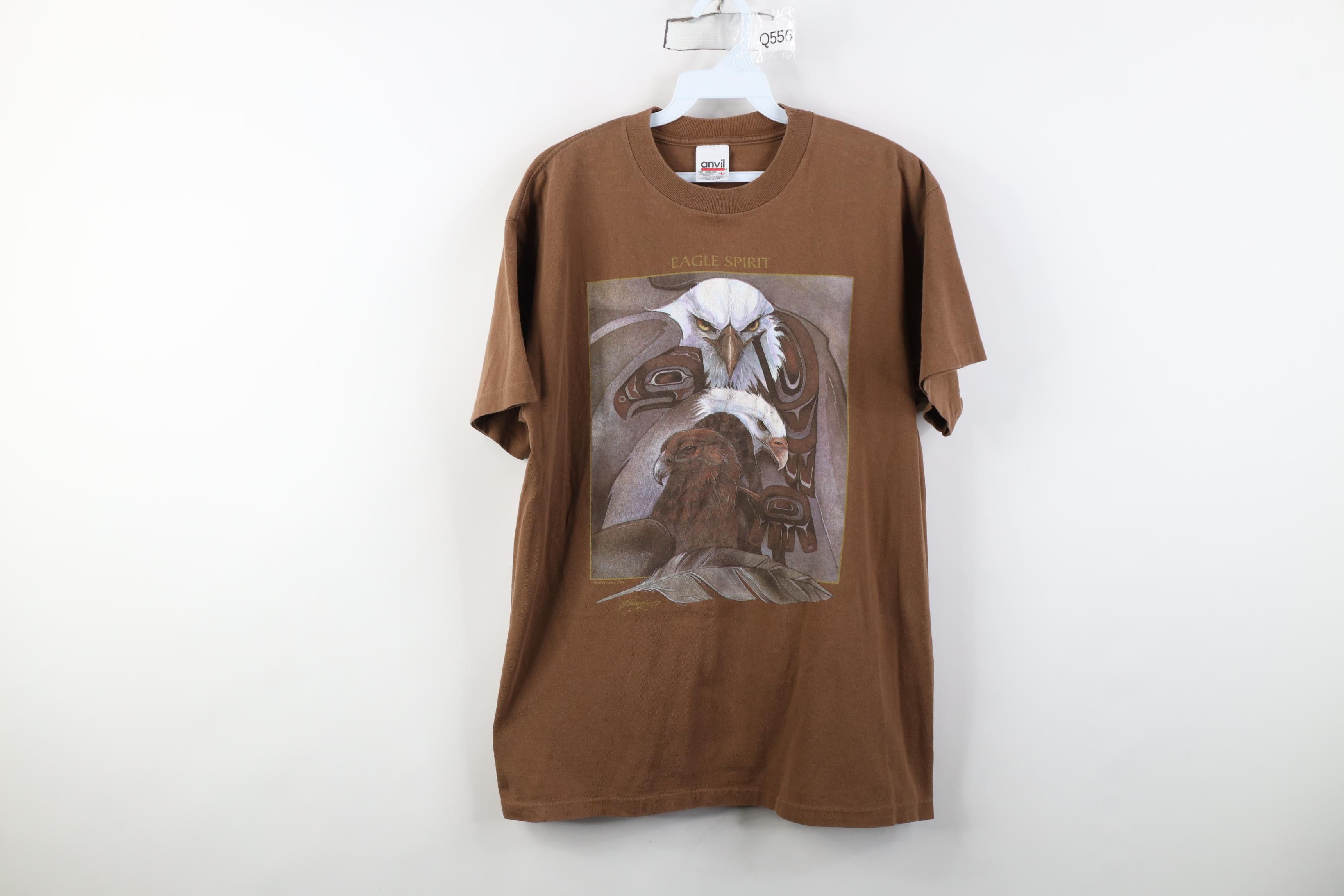 Vintage Vintage 90s Streetwear Folk Art Eagle Spirit Feather T-Shirt Size US L / EU 52-54 / 3 - 1 Thumbnail