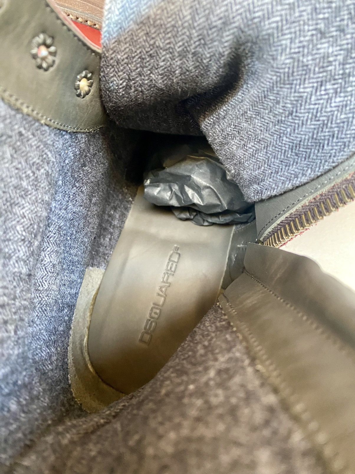 Dsquared2 DSQ2 🇮🇹 Veg Tan Calf Denim Lined Goodyear Combat Boots 13 NEW Size US 13 / EU 46 - 2 Thumbnail