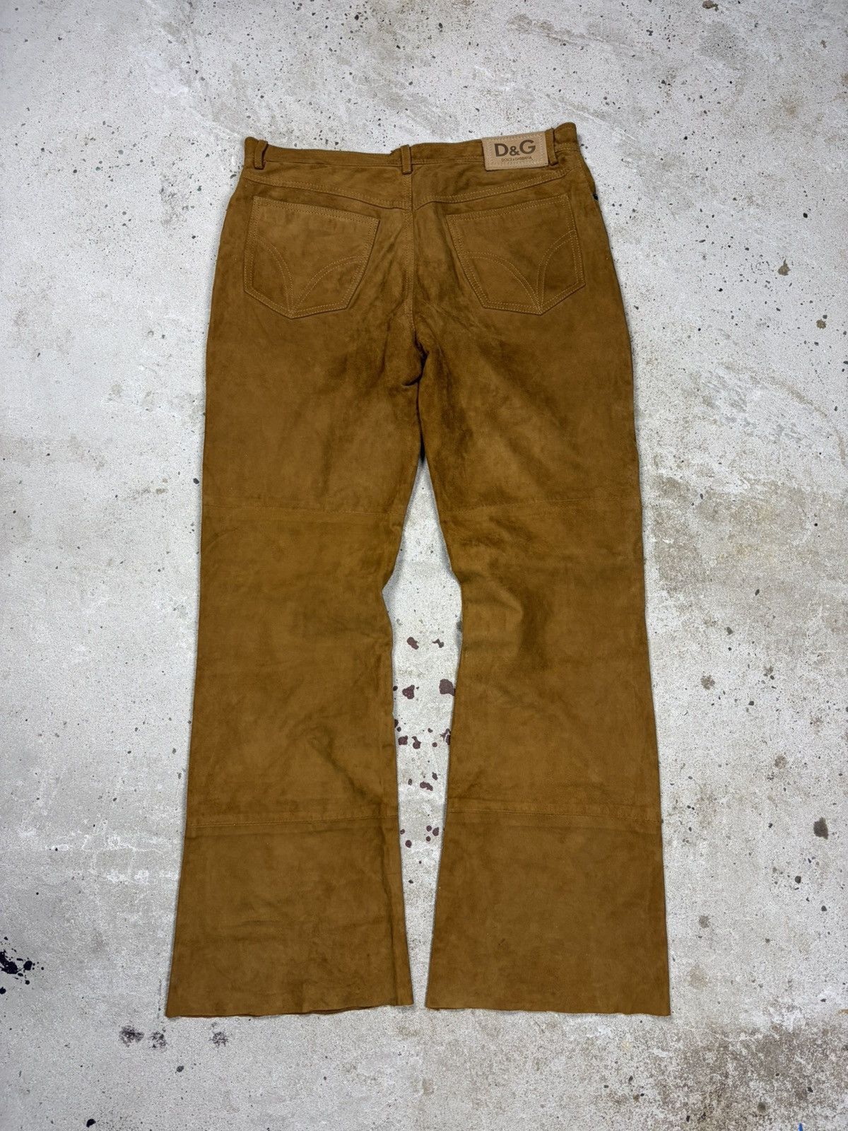 Dolce & Gabbana 2000s Dolce & Gabbana Camel Suede Leather Bootcut Pants Flar Size US 31 - 2 Thumbnail