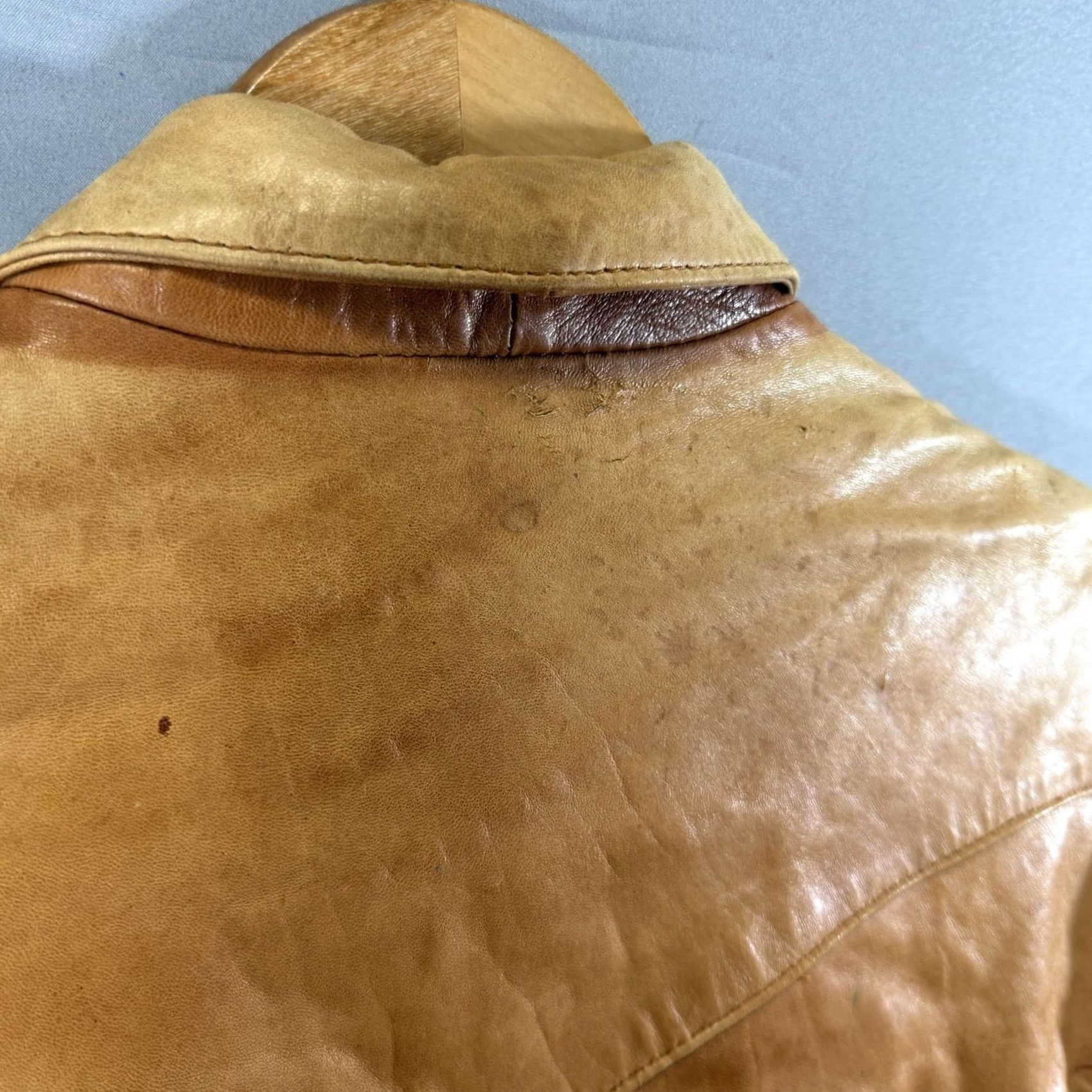 Wilson VINTAGE Welcome Super Leather Blazer Mens 40 Brown Leather Two Button Long Single Breasted Jacket Regular Slim? Size 40R - 3 Thumbnail