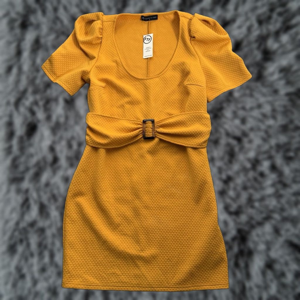 Vintage Fashion To Figure FTF Dress US 12 Twee Mod Puff Sleeves Tailored Golden Yellow Size XL / US 12-14 / IT 48-50 - 1 Thumbnail