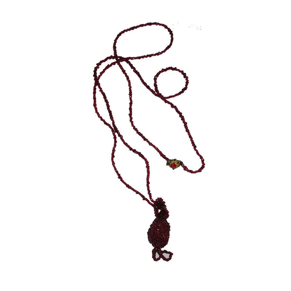 Designer Victorian Red Garnet Bead Tassel Flapper Necklace Size ONE SIZE - 2 Thumbnail