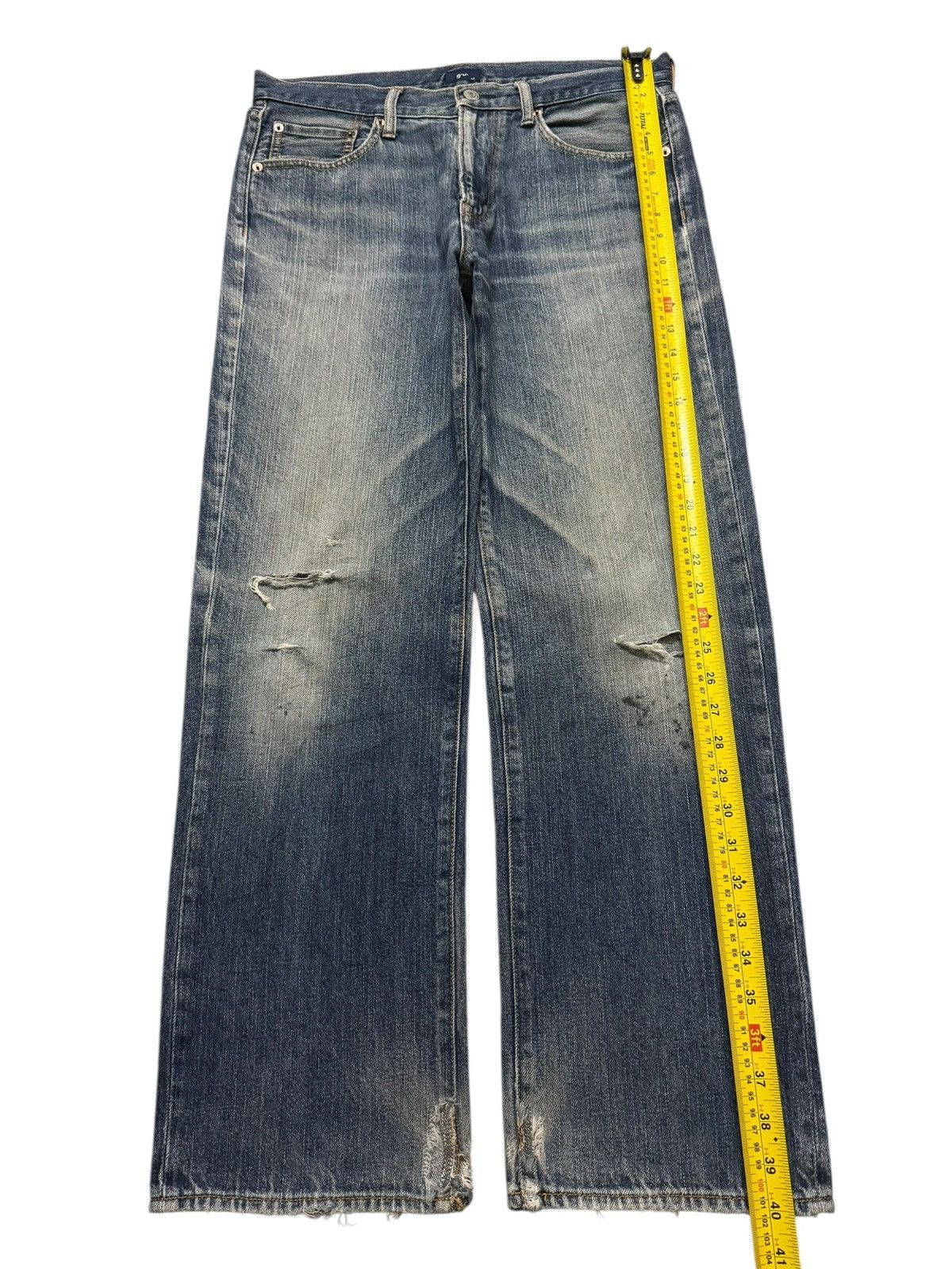 GU Vintage Y2K Japanese GU Faded Wash Distress Wide Leg Loose Size US 33 - 9 Thumbnail