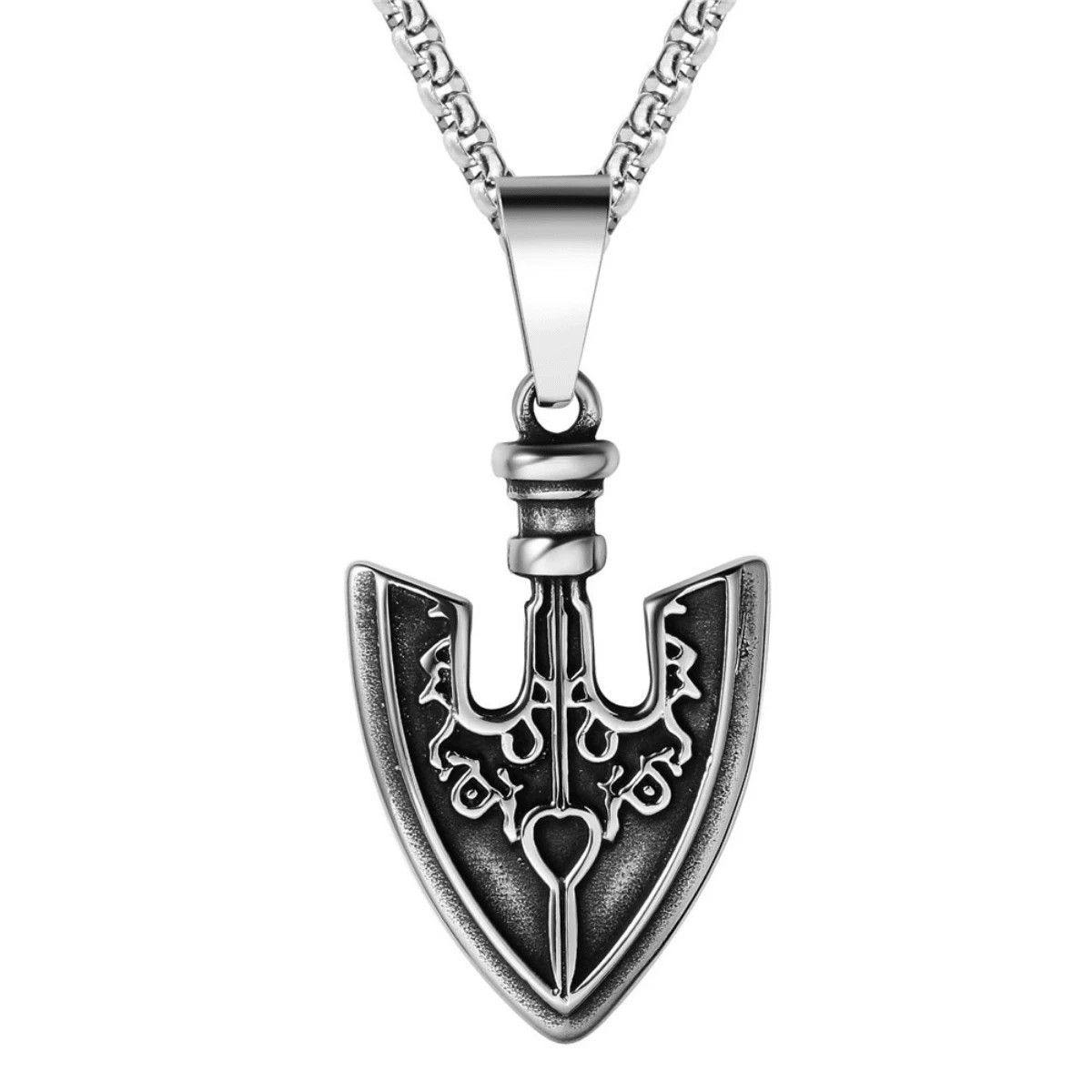 Jewelry x Vintage Shield Pendant Y2K Necklace Chain in Silver, Men's