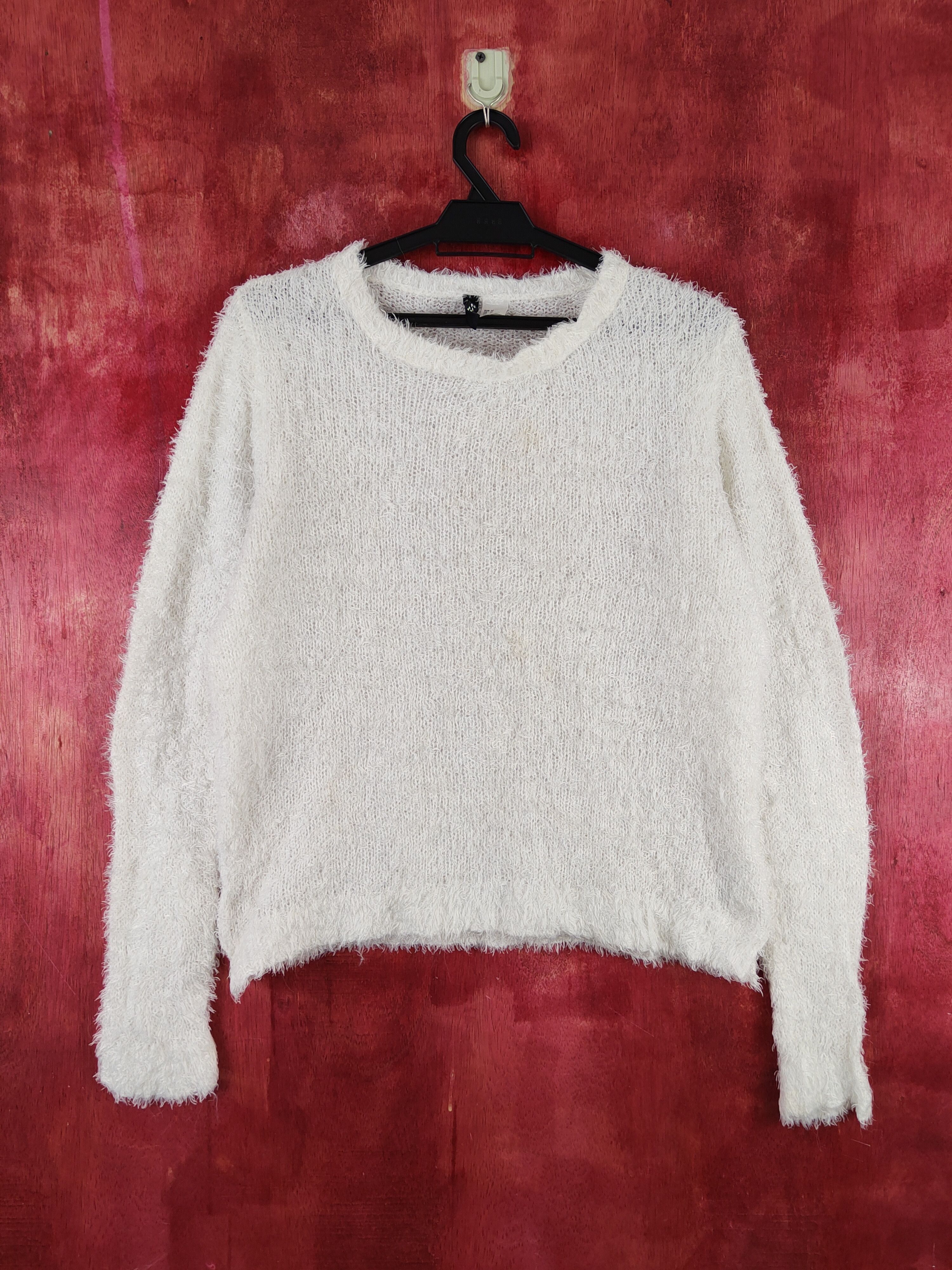 image of Divided White Shag Shaggy Fur Mohair Knitwear S2010, Women's (Size Medium)