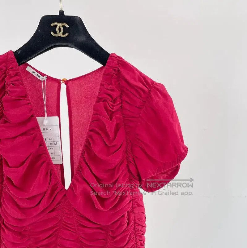 Miu Miu Miu Miu Pink Silk Short Sleeve Dress . Size M / US 6-8 / IT 42-44 - 2 Thumbnail