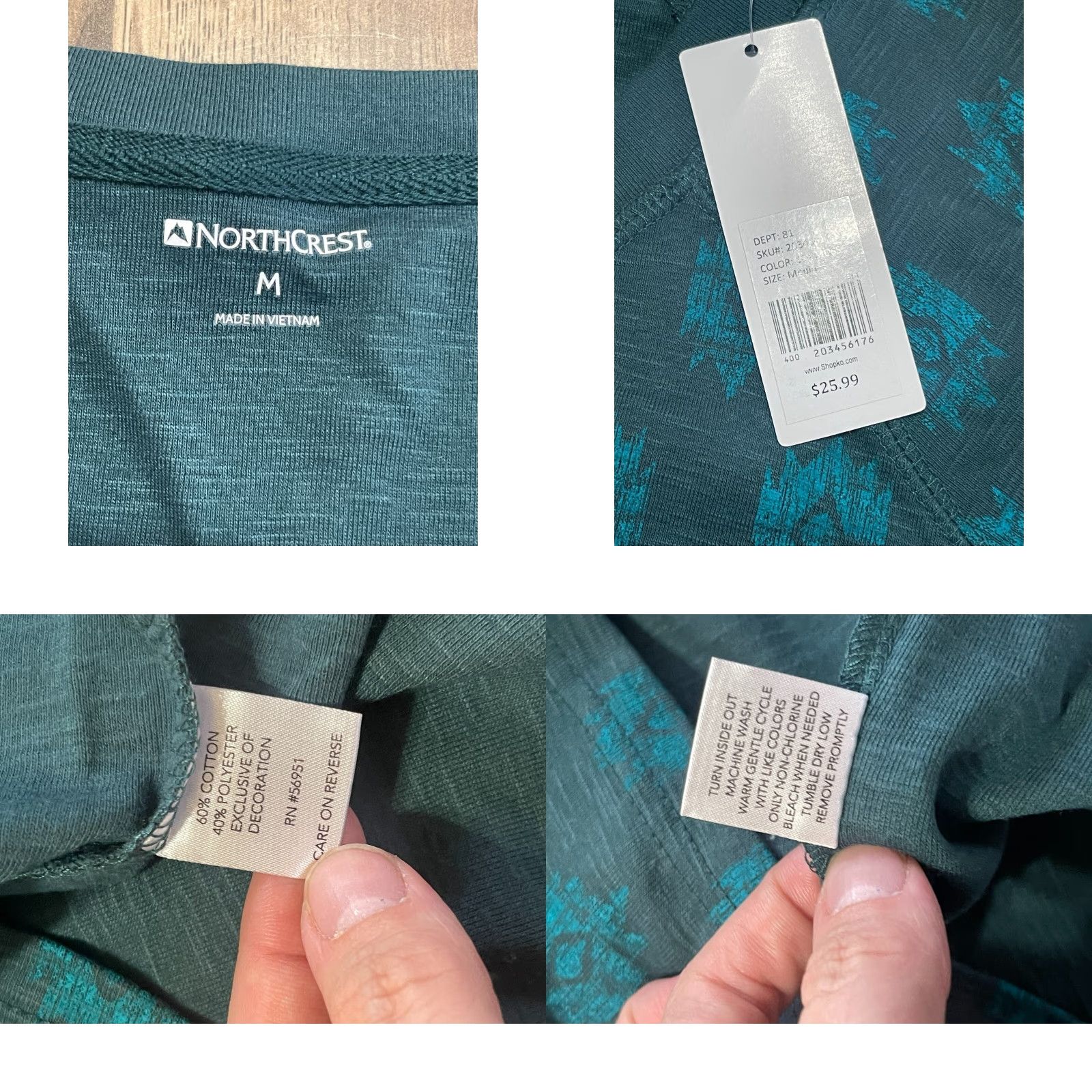 Vintage Northcrest Shirt Women Medium Green V-Neck Long Sleeve Pullover Casual Modern Basic Size M / US 6-8 / IT 42-44 - 8 Thumbnail