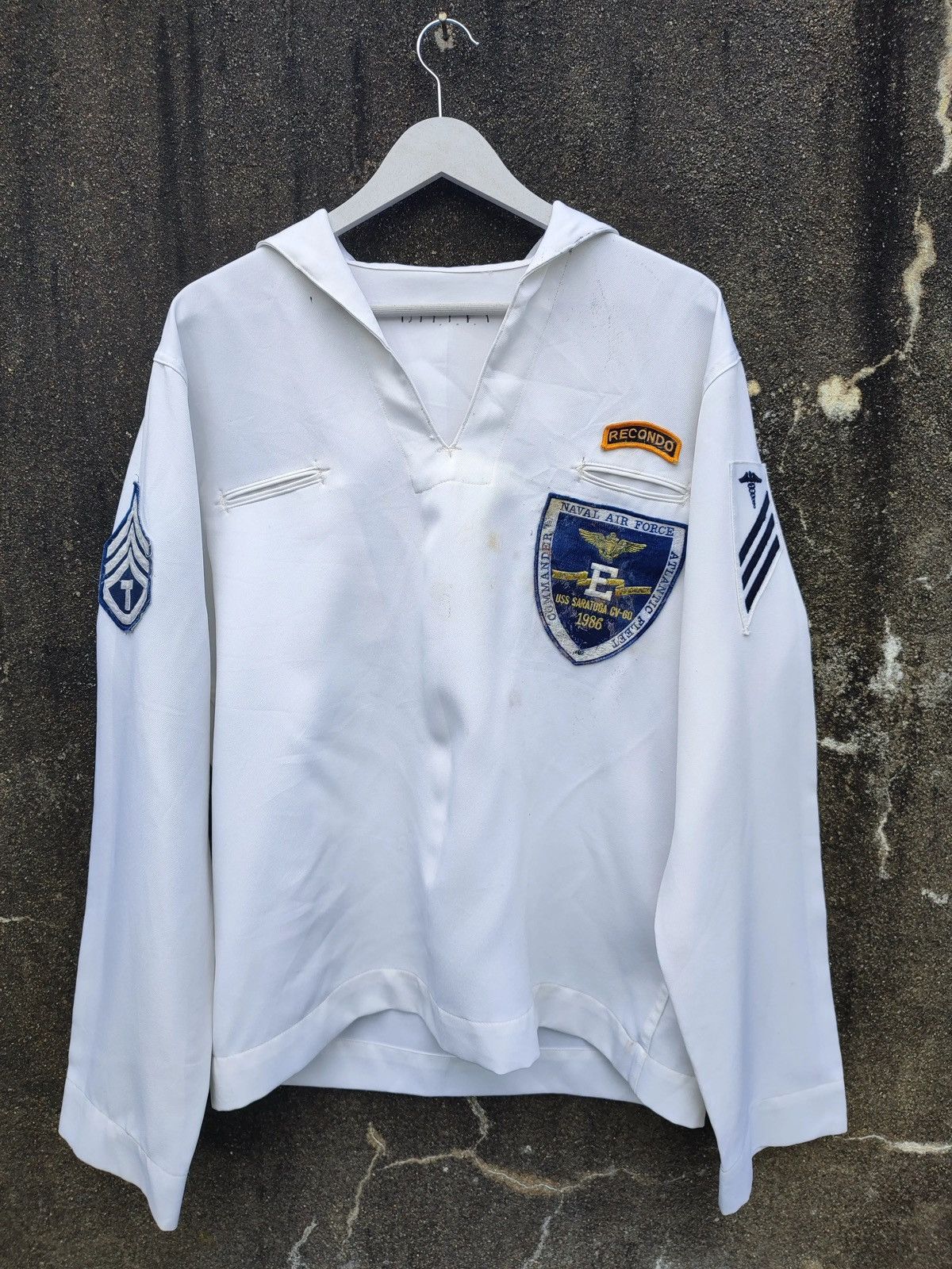 Vintage U.S. Navy White Sailor Jumper – USAF Captain Patches