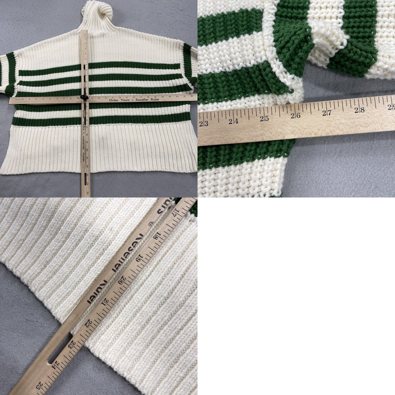 Madewell Madewell Sweater Womens Large White Green Stripe Turtleneck Oversized Knit Shirt Size L / US 10 / IT 46 - 8 Thumbnail