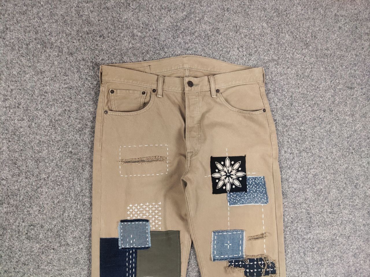 Levi's Vintage Levis 501 sashiko patchworks Jeans Kapital Style Size US 33 - 8 Thumbnail
