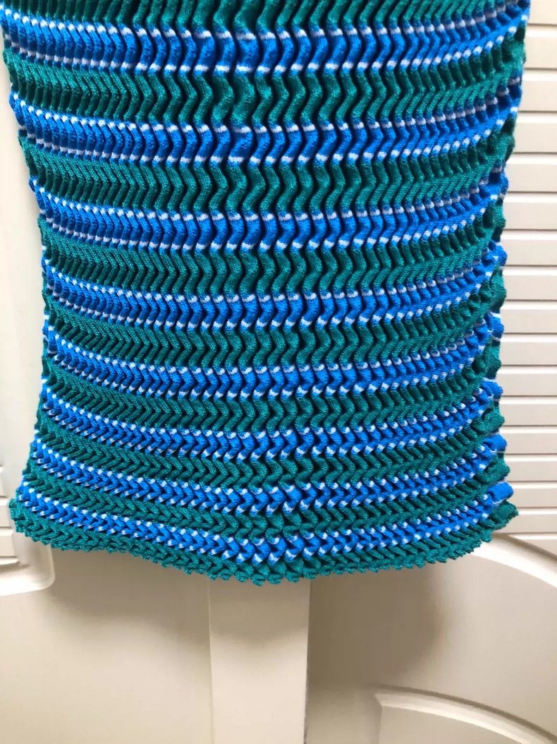 Issey Miyake Issey Miyake Blue and green patchwork sponge knitted semi- Size 31" - 4 Thumbnail