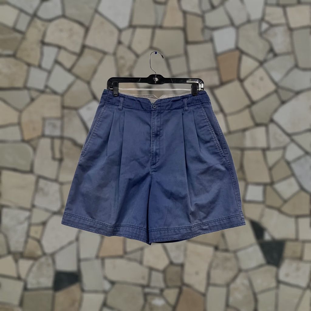 Vintage Hunt Club Bermuda Shorts Women 14 Pleated Blue Striped 100% Cotton N/A Size 36" / US 14 / IT 50 - 1 Thumbnail