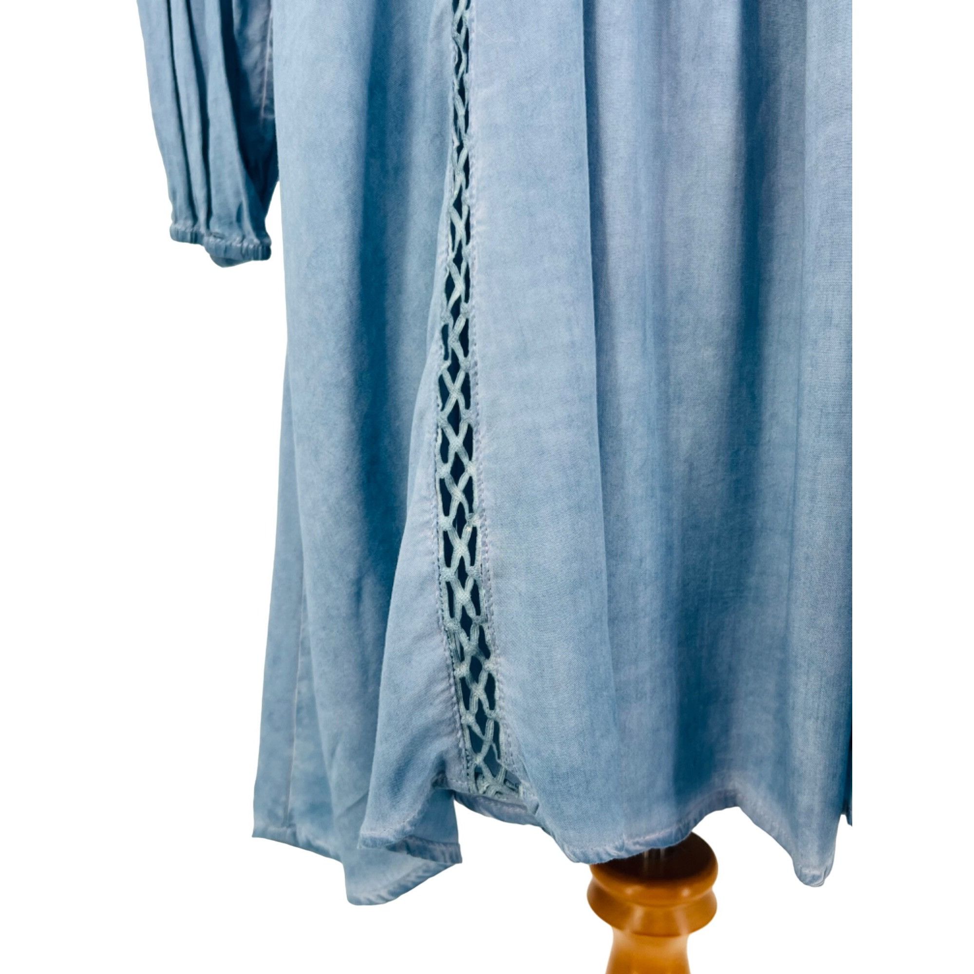 Other Dusty Blue Crochet Trim Relaxed Tunic Mini Shirt Dress | Coa Size S / US 4 / IT 40 - 5 Thumbnail