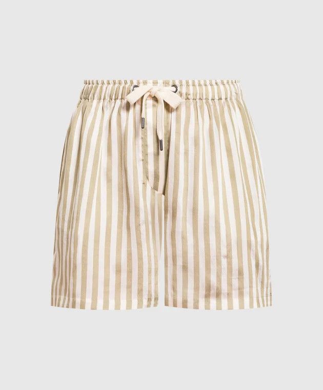 Brunello Cucinelli o1mle0824 Striped Drawstring Bermuda Shorts in Multicolor Size 30" / US 8 / IT 44 - 1 Thumbnail