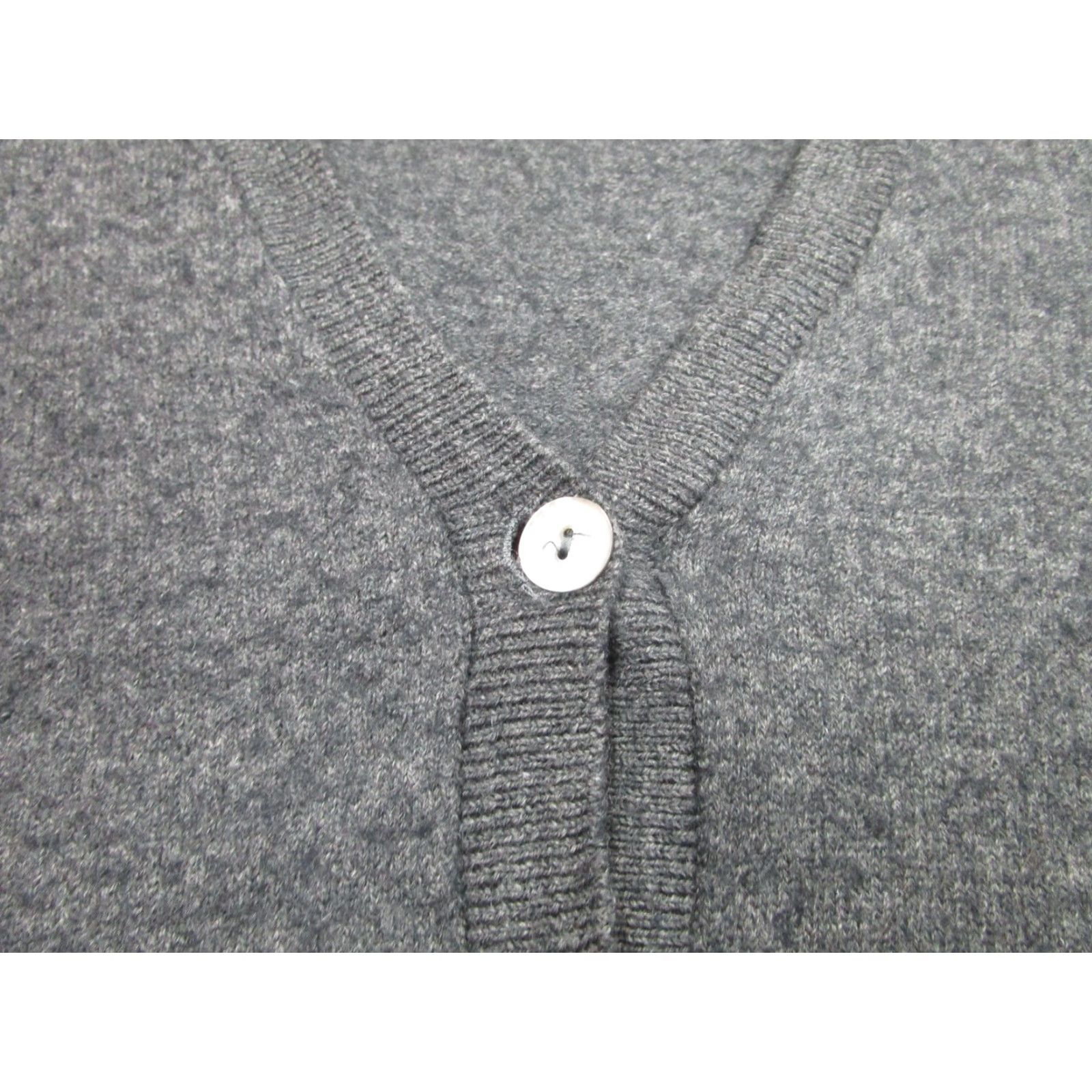VINTAGE L.L.Bean Cardigan Sweater Womens L Gray 100% Lambswool Scotland 90s