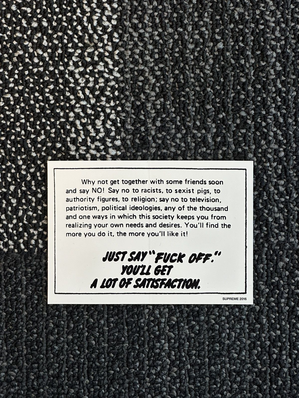 Supreme Just Say No Sticker