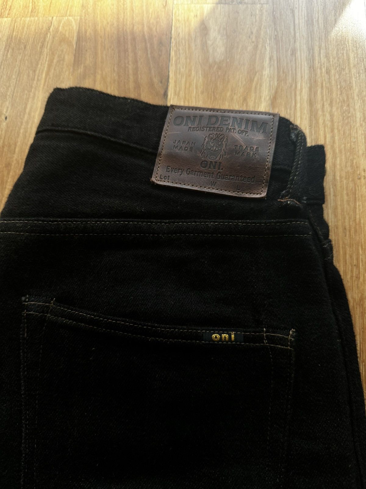 Oni ONI Denim 222-BKOL 12.5oz Black/Olive Wide Straight Jean W32 Size US 32 / EU 48 - 10 Thumbnail