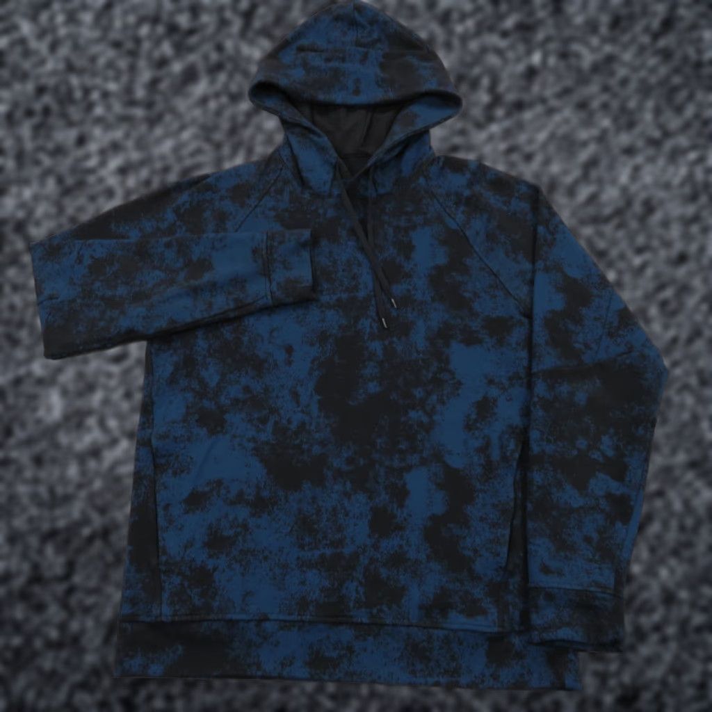 Lululemon Hoodie Mens Small City Sweat Hooded Pullover Navy Black Tie Dye Print Shirt