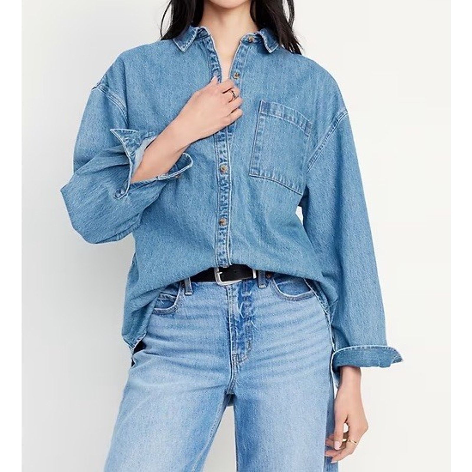 Old Navy Old Navy Medium Tall Oversized Boyfriend Denim Shirt NWT Size M / US 6-8 / IT 42-44 - 4 Thumbnail