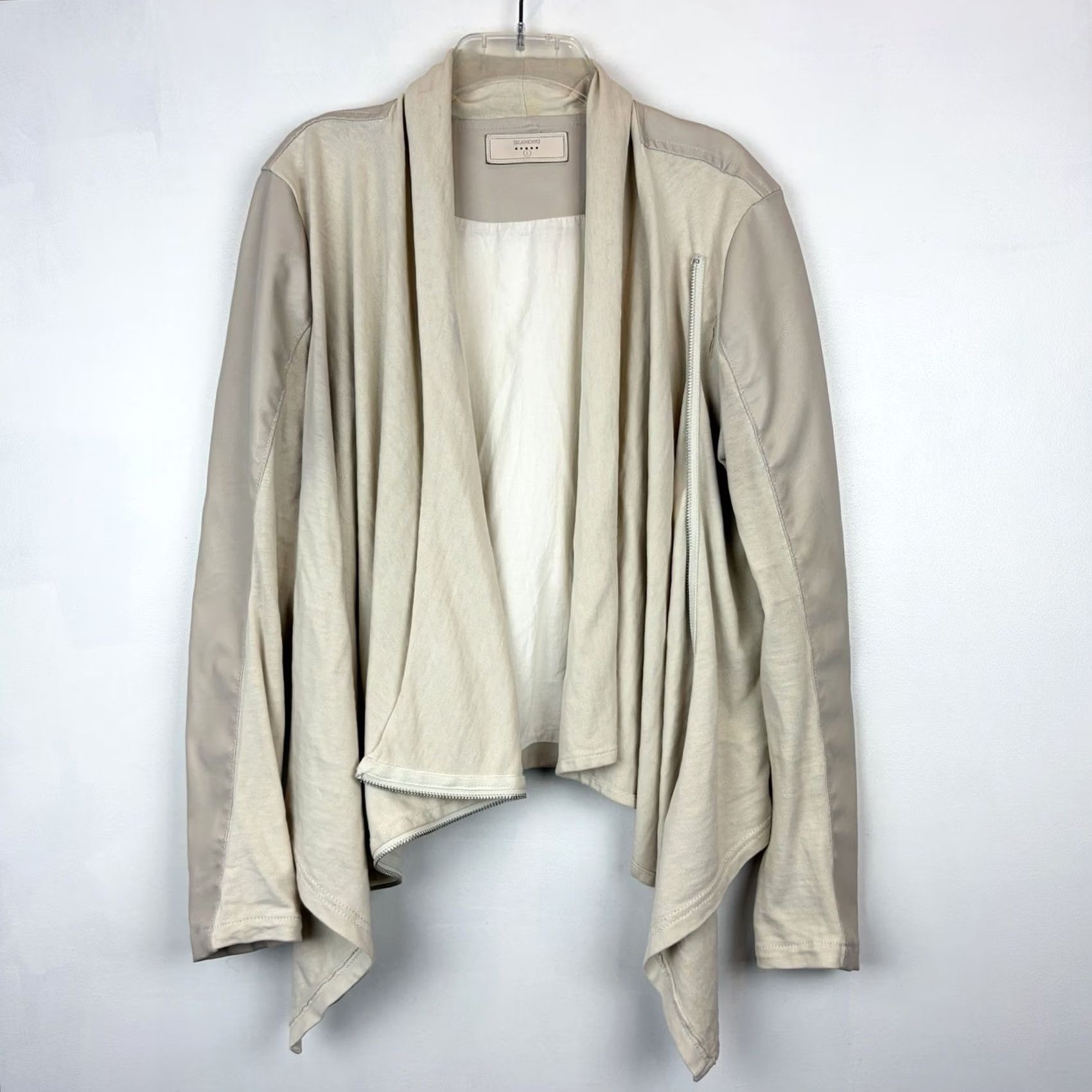 Vintage BLANKNYC Jacket Womens L Ivory Moto Leather Faux Front Zipper Short Drapey Casual Size L / US 10 / IT 46 - 4 Thumbnail