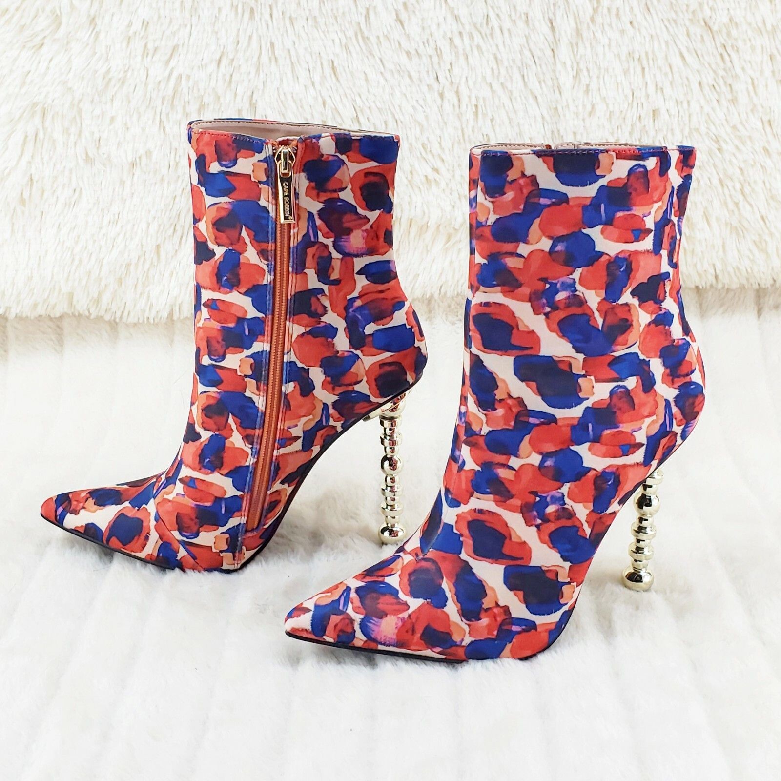 Other 5" Geo Deco High Heel Multi Color Print Pointy Toe Ankle Boo Size US 8 / IT 38 - 3 Thumbnail