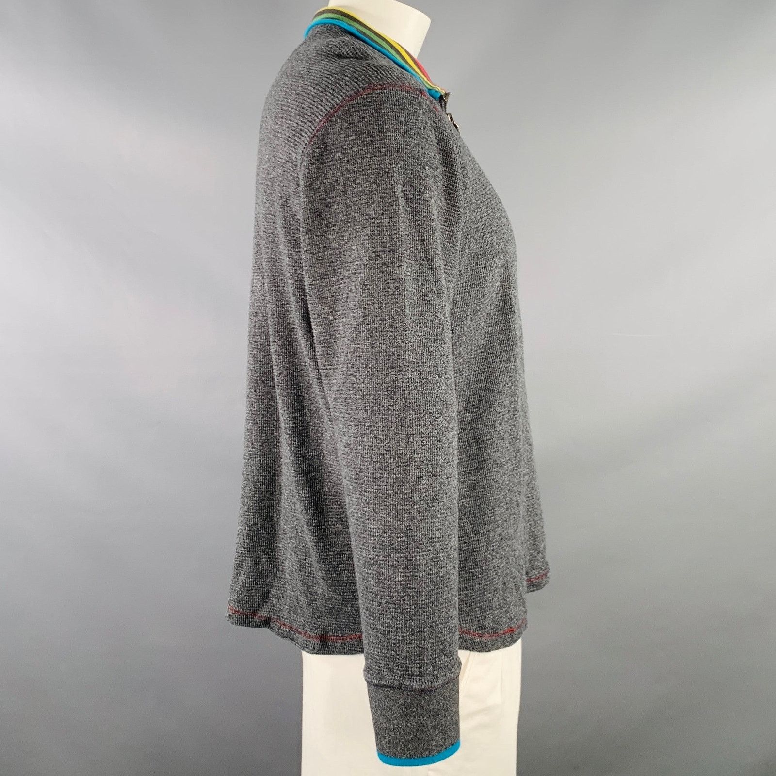 Robert Graham Size XL Blue Charcoal Waffle Knit Cotton Half Zip Sweater Size US XL / EU 56 / 4 - 2 Thumbnail