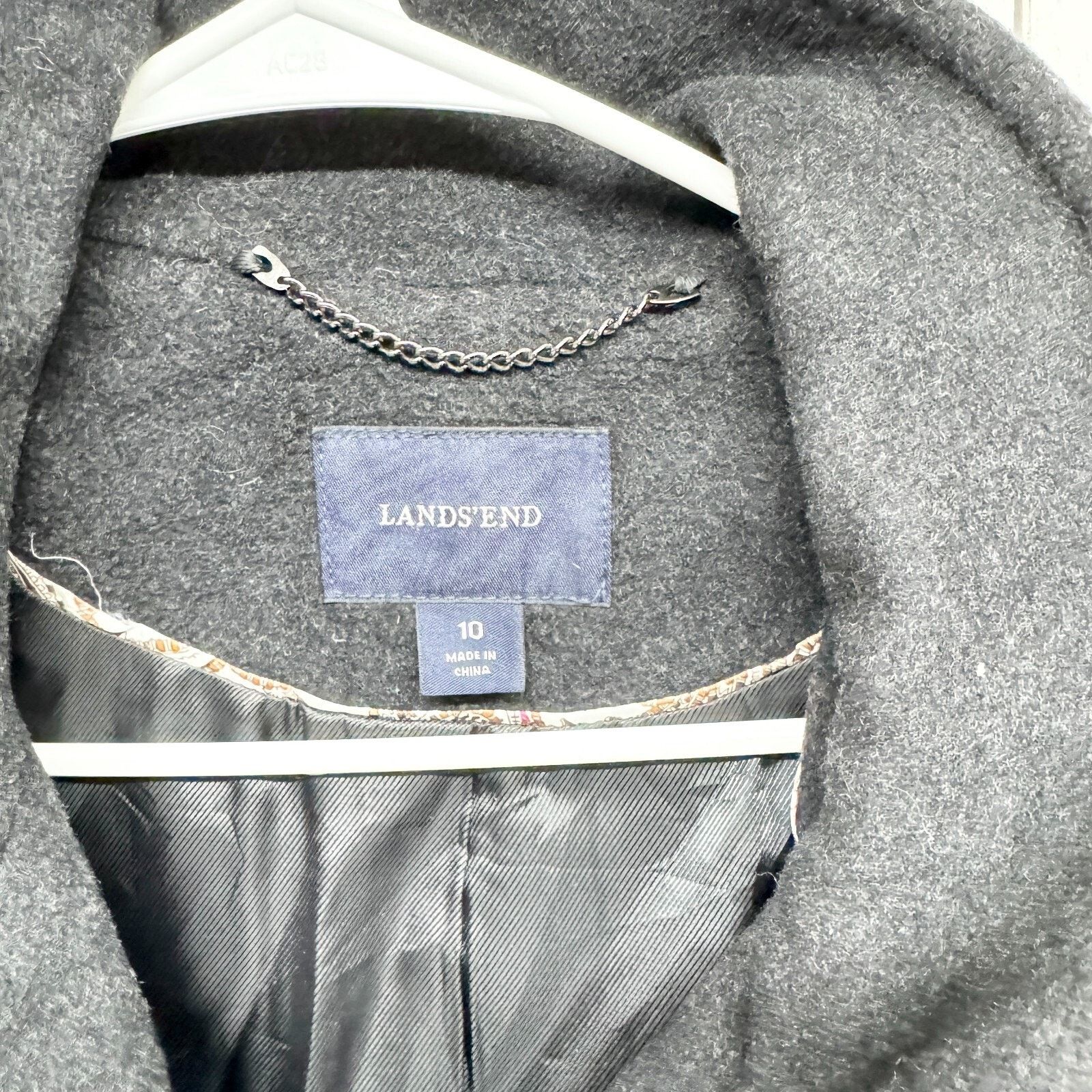 Lands' End Lands' End Coat Size 10 Gray Wool Collared Peacoat Front Size L / US 10 / IT 46 - 2 Thumbnail