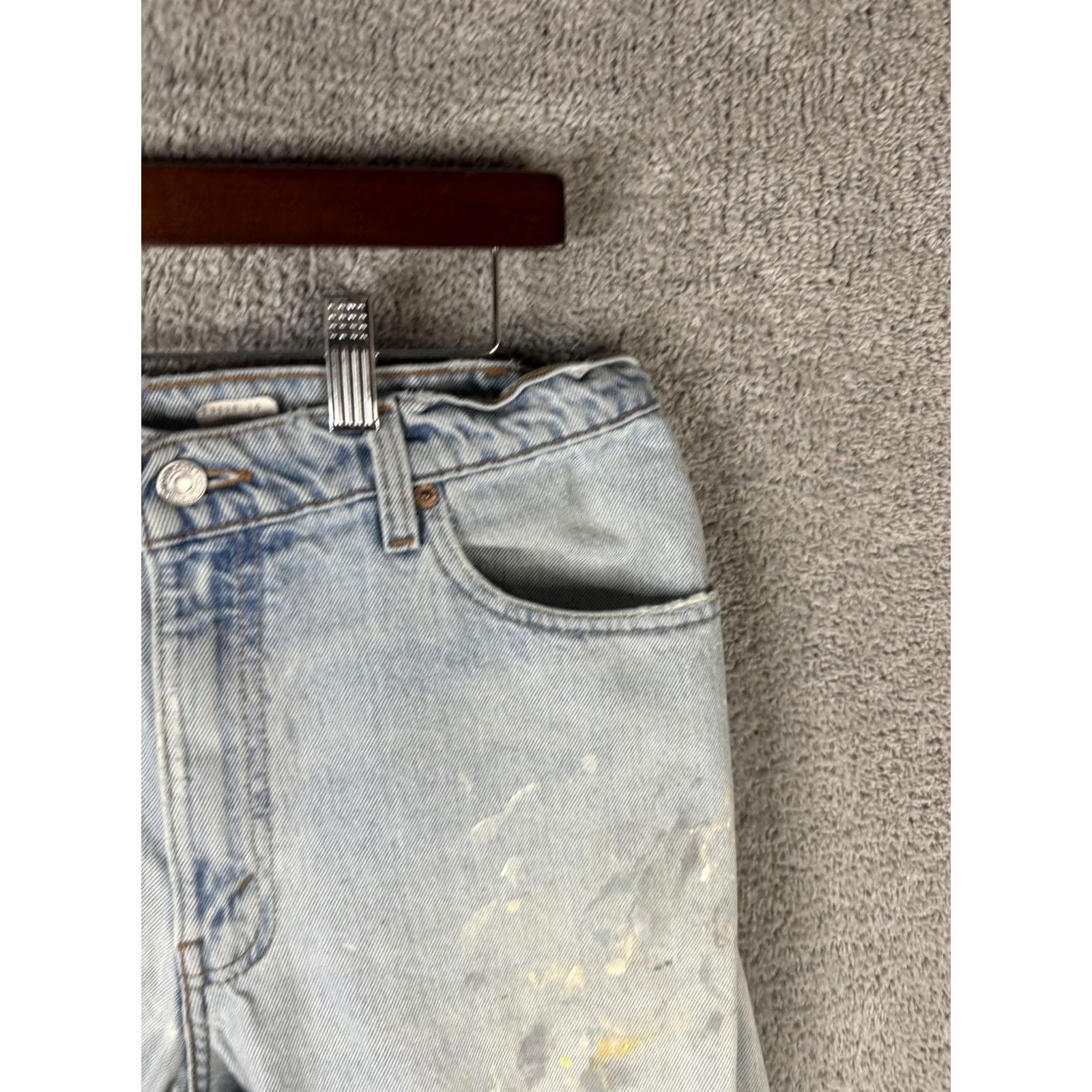 Levi's VINTAGE Levi's 560 Jeans Mens 33x34 Light Wash Blue Paint Loose Tapered USA 90s Size US 33 - 3 Thumbnail