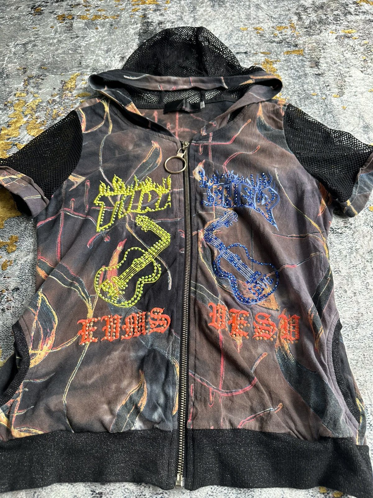 Japanese Brand SUCHANG CRAZY ABSTRACT MESH HOODIE GLITTER PUNK SICK STYLE Size US M / EU 48-50 / 2 - 3 Thumbnail