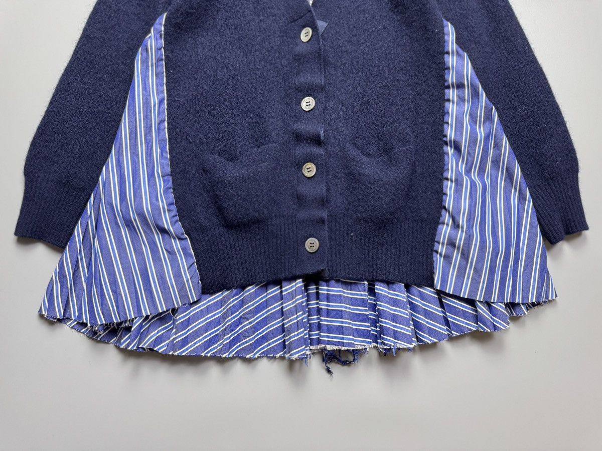 Sacai Sacai - Wool Knit Pleated Stripes Panelled Cardigan Size XS / US 0-2 / IT 36-38 - 5 Thumbnail