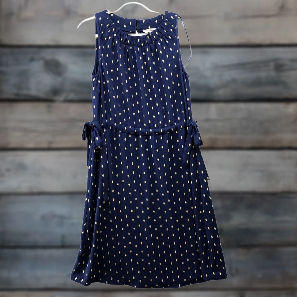 Juicy Couture Juicy Couture Dress Sleeveless Blue Gold Polka Dot Knee Length A-Line M Women Regular Size M / US 6-8 / IT 42-44 - 1 Thumbnail