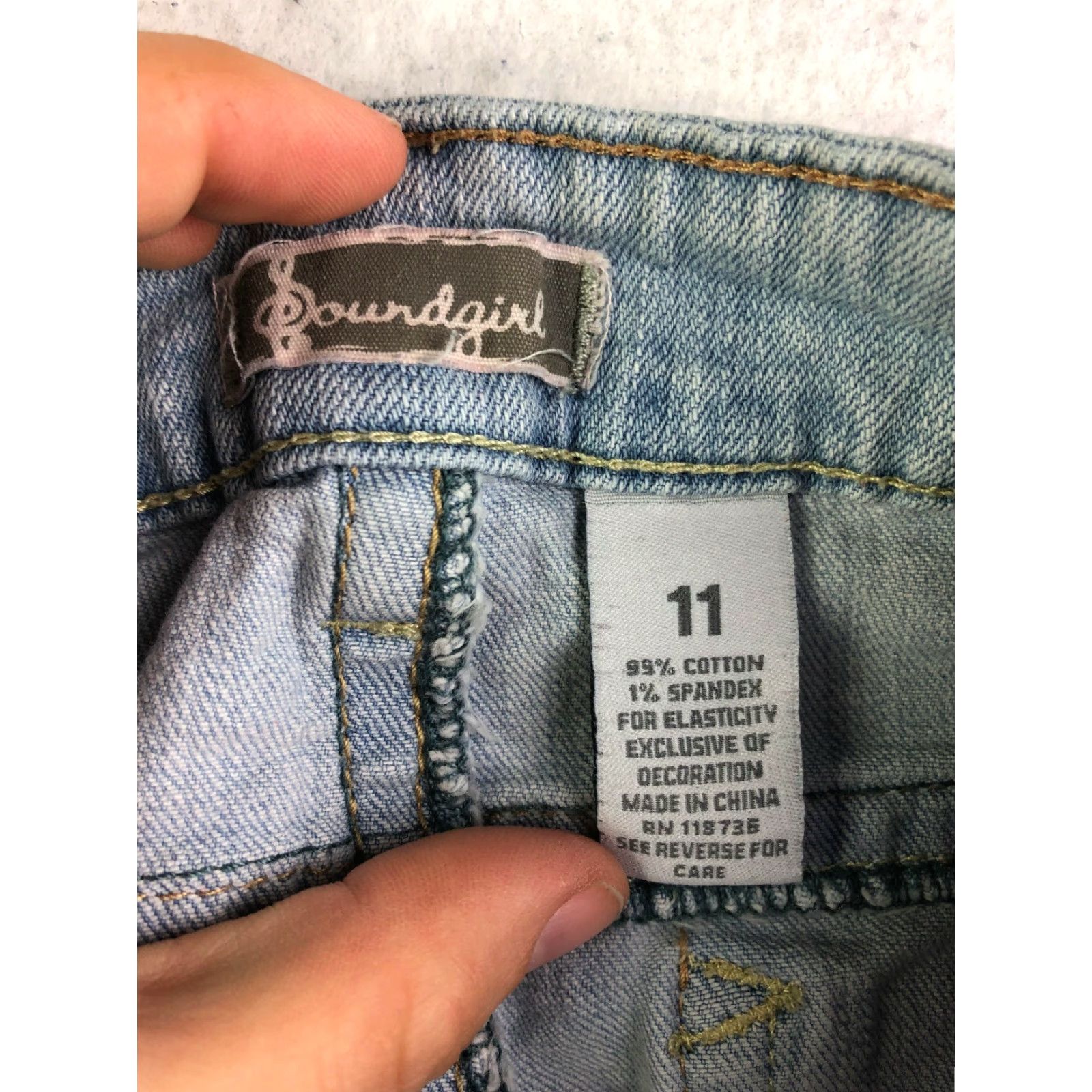 Denime Soundgirl Distressed Mid Rise Cuffed Juniors Size 11 30" Waist Blue Denim Short Size 30" / US 8 / IT 44 - 7 Thumbnail