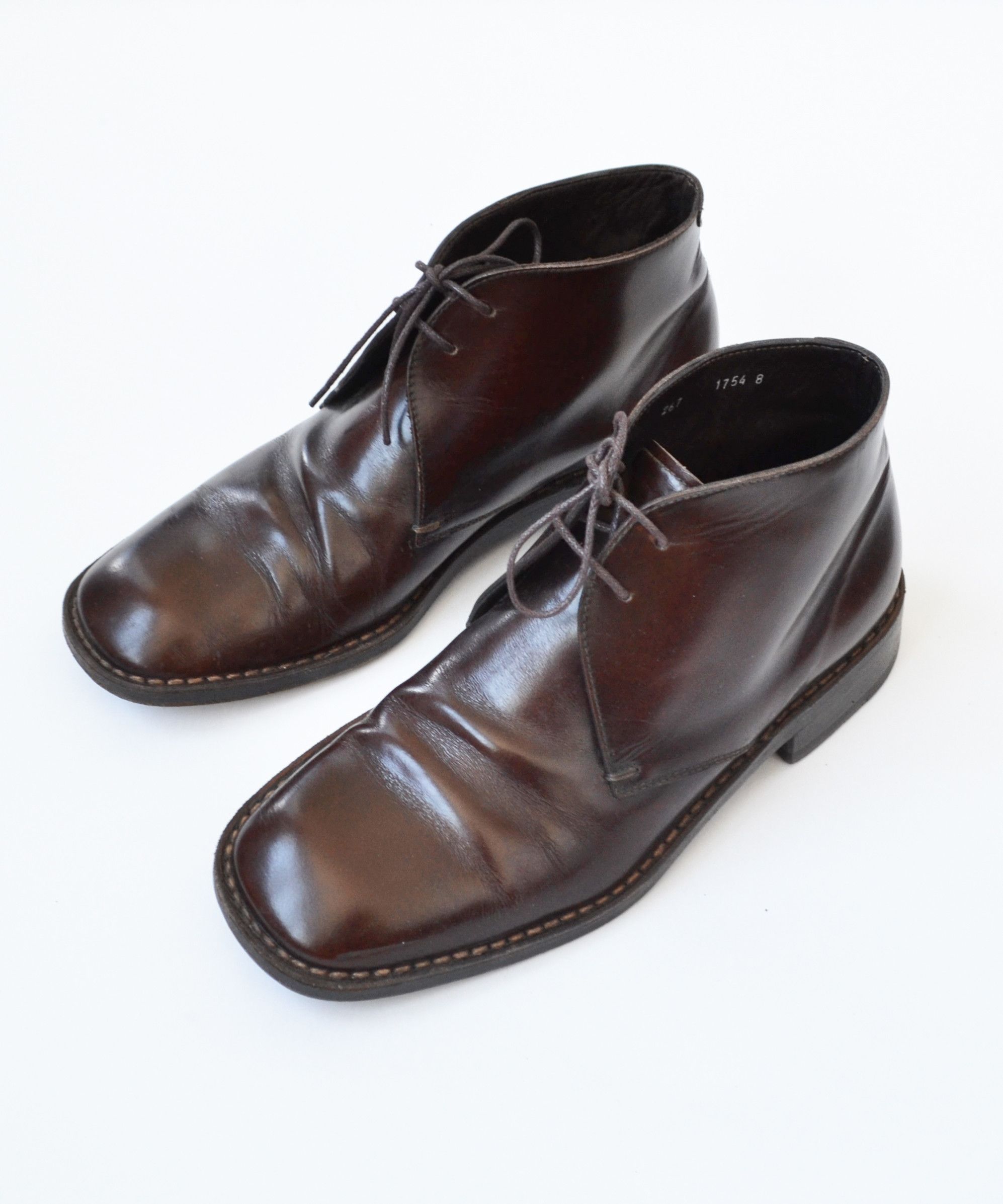 Boots Desert Leather Shoes Vintage Lace Up Size 8 in Brown, Men's