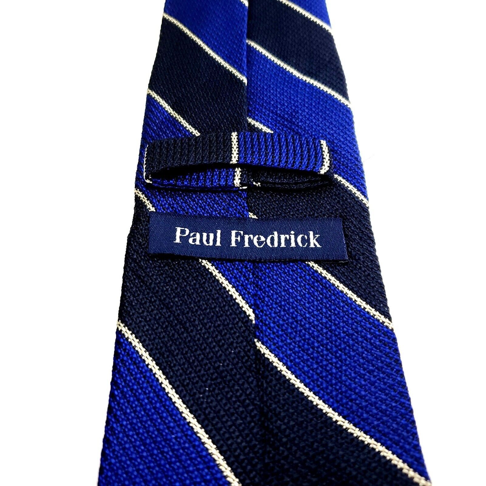 Paul Fredrick Paul Fredrick Blue Silk Tie Woven Striped Size ONE SIZE - 5 Thumbnail