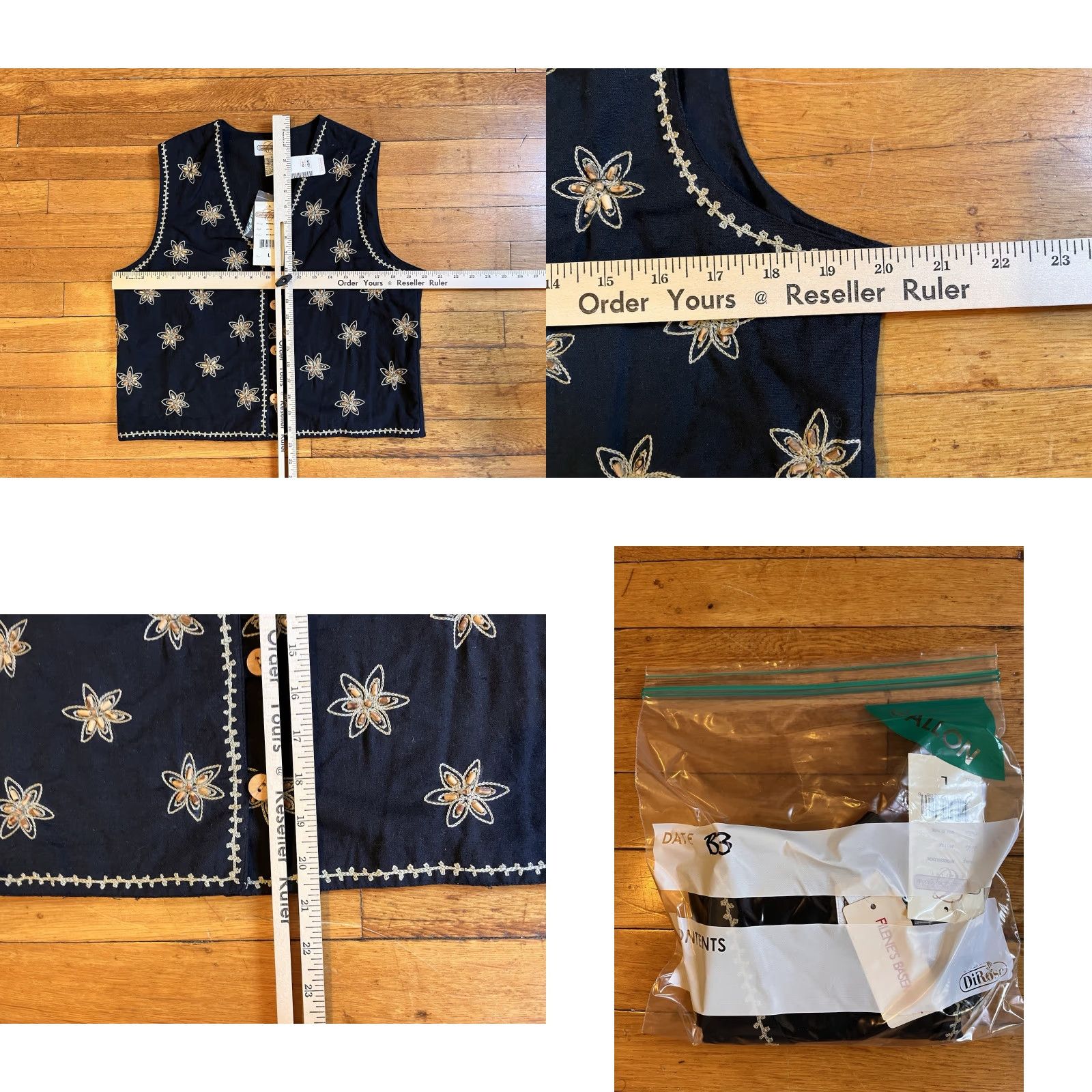 Vintage VINTAGE Cambridge Dry Goods Vest Women’s Large Black Beaded Star Size L / US 10 / IT 46 - 8 Thumbnail
