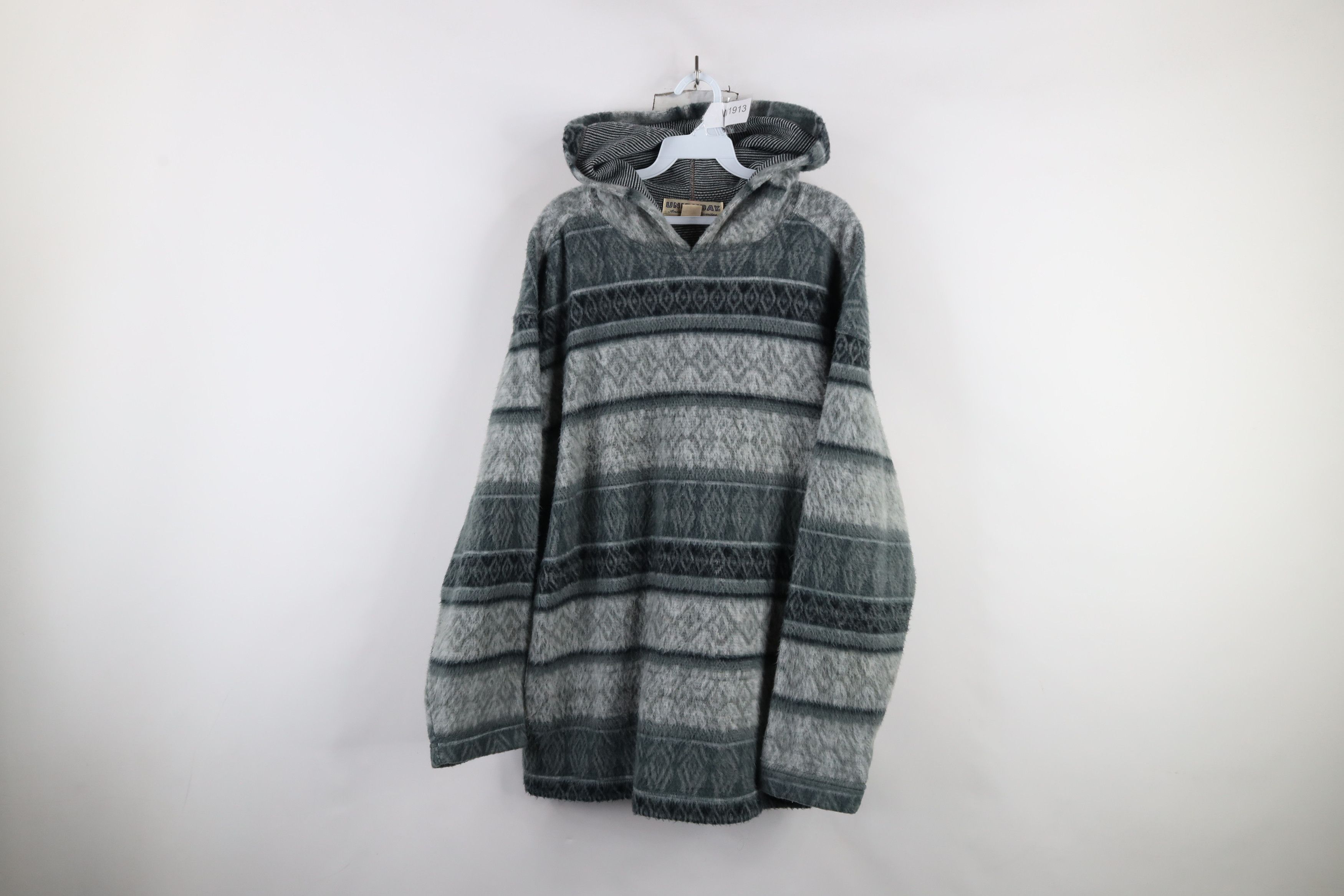 Vintage Vintage 90s Streetwear Baggy Fair Isle Hoodie Sweatshirt Size US L / EU 52-54 / 3 - 1 Thumbnail