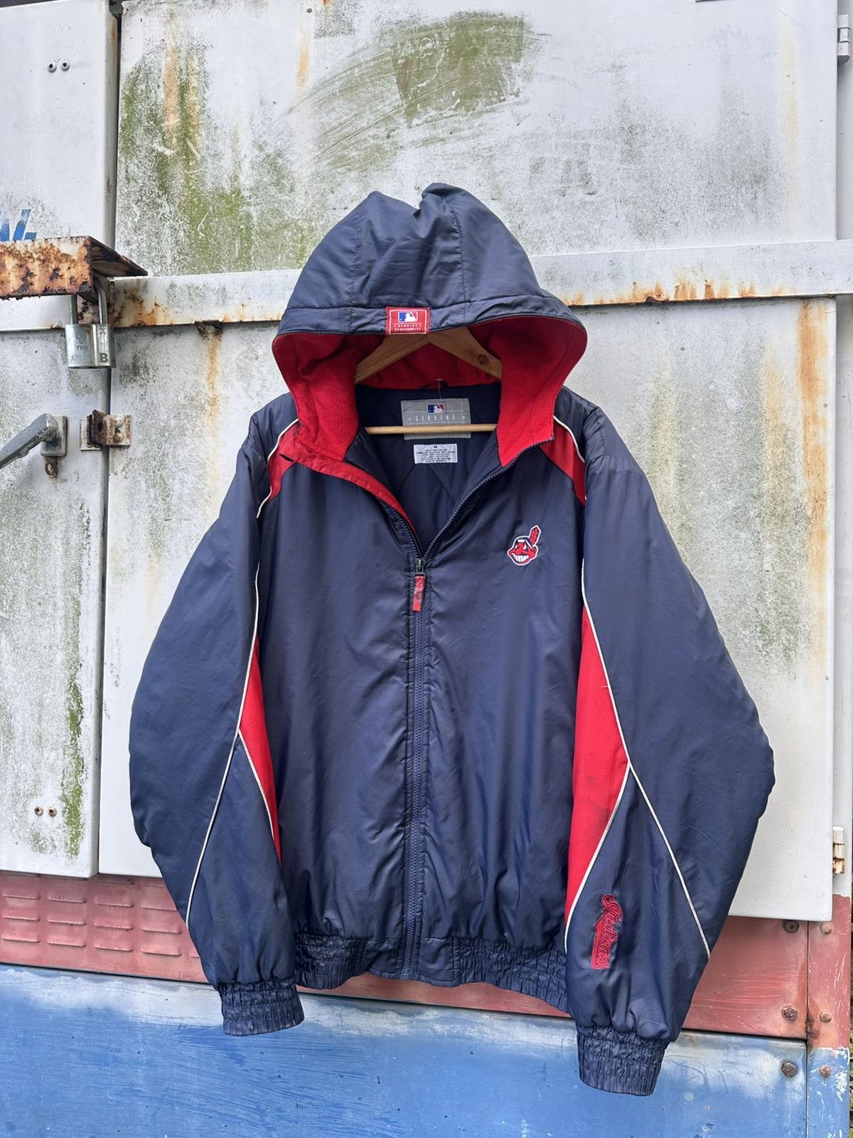 MLB 👹Indiana Baseball Hooded Long Jacket Size US L / EU 52-54 / 3 - 1 Thumbnail