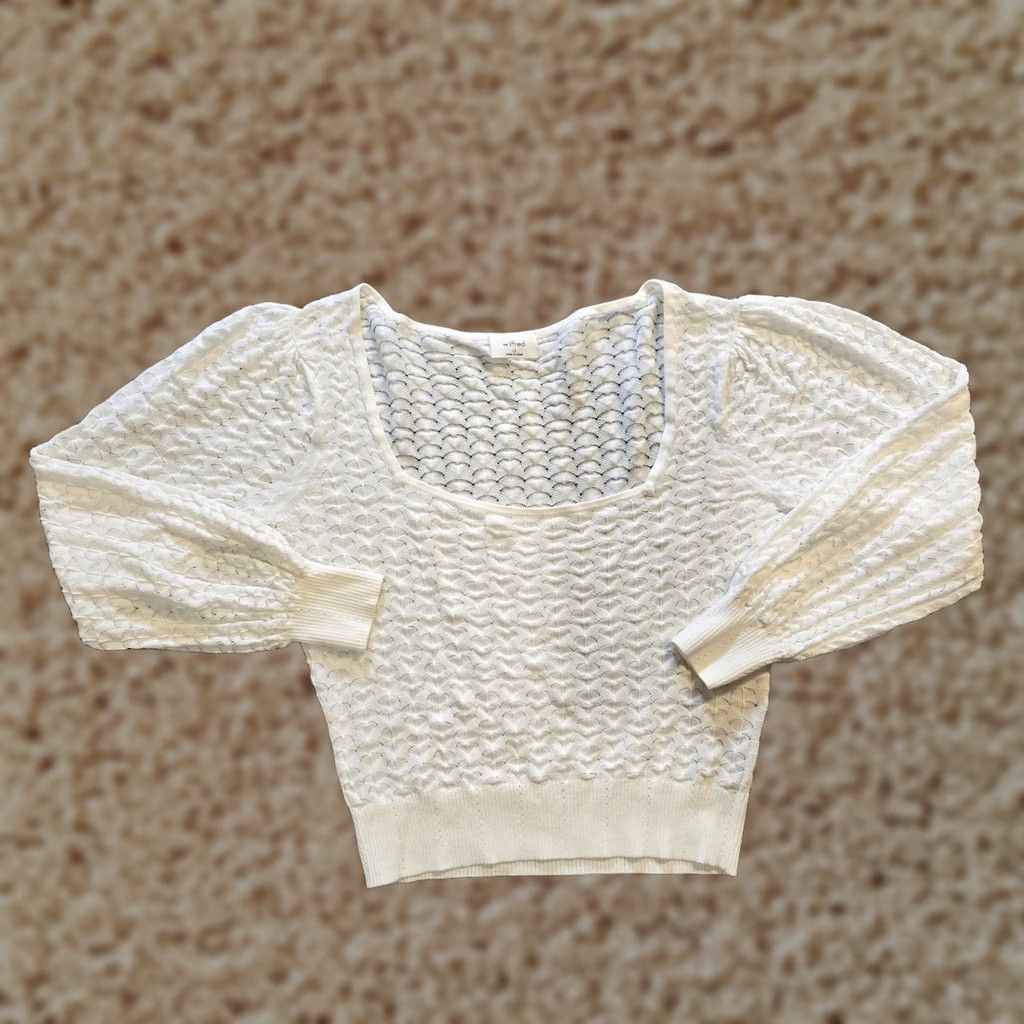 Vintage Wilfred Free Top Womens XS White Lacey Knit Stretch Long Sleeve Capsule Blouse Shirt Size XS / US 0-2 / IT 36-38 - 1 Thumbnail
