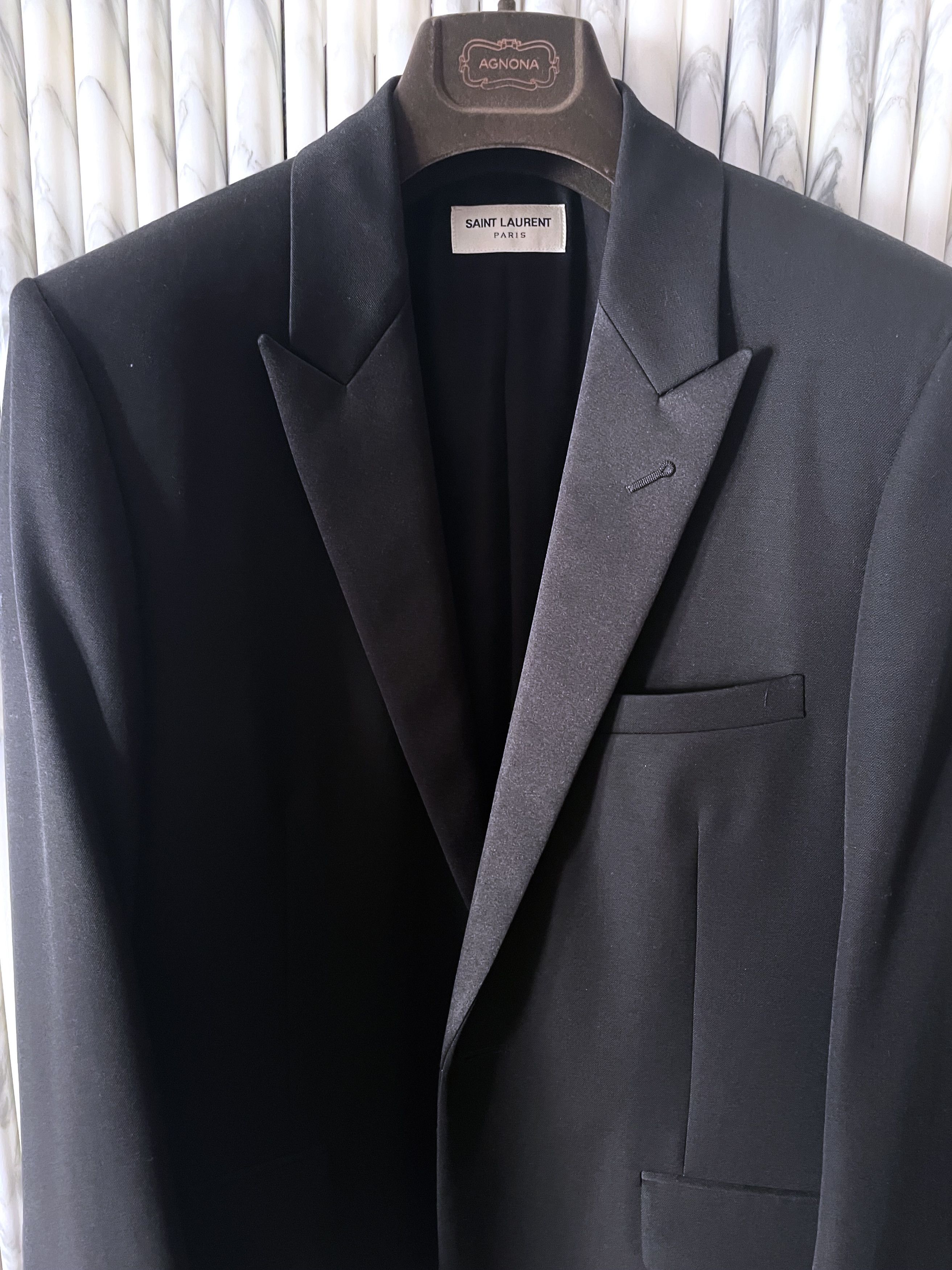 Hedi Slimane × Saint Laurent Paris HEDI AW16 LE SMOKING JACKET IN GRAIN DE POUDRE WOOL Size 50R - 5 Thumbnail
