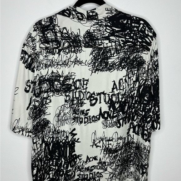 Acne Studios Acne Studios Sowen Chaos Print Short Sleeve Shirt Black Whit Size US S / EU 44-46 / 1 - 6 Thumbnail