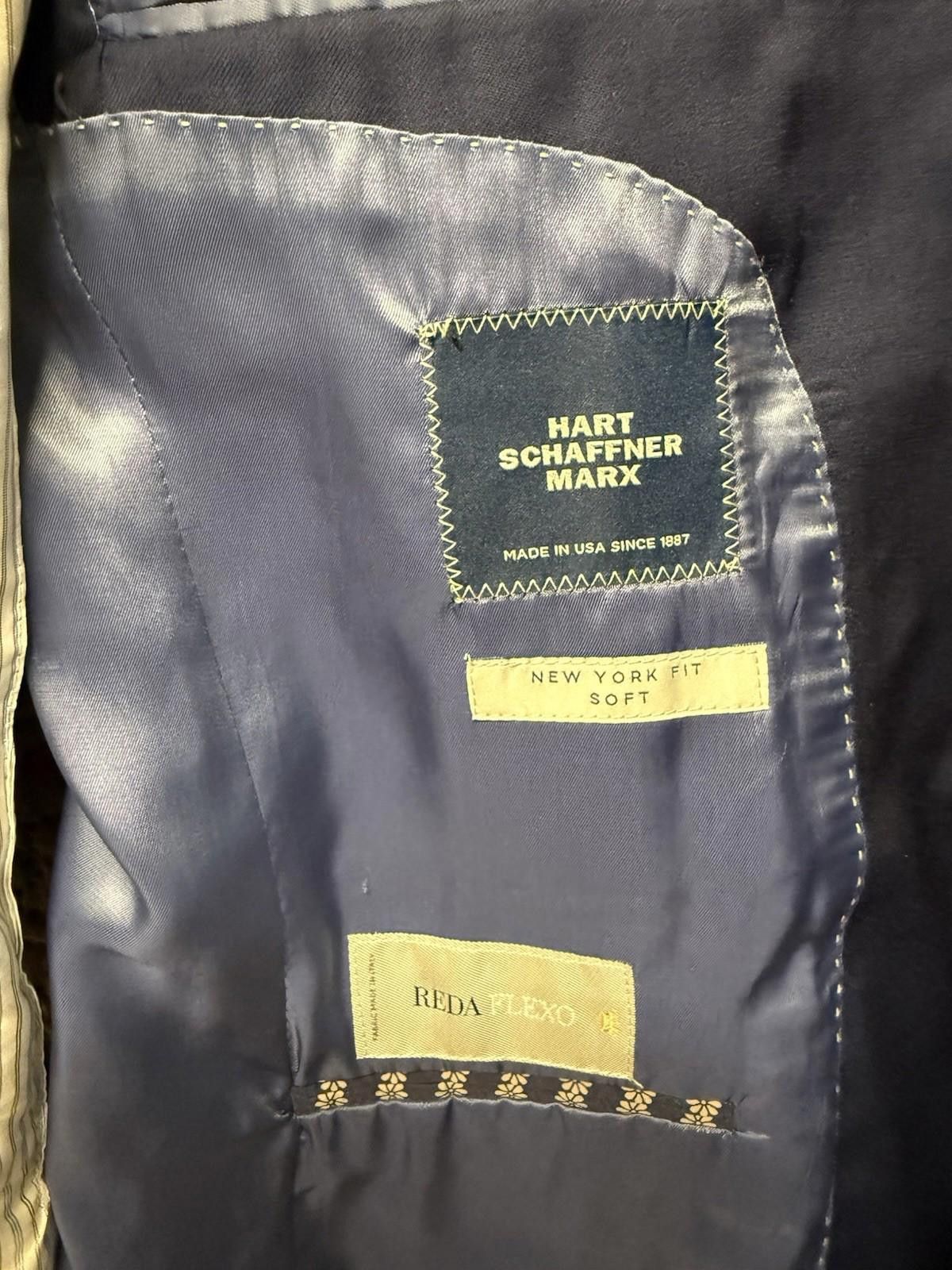 Hart Schaffner Marx Hart Schaffner Marx Men’s 40R Blue Worsted Wool 2 BTN Size 40R - 6 Thumbnail