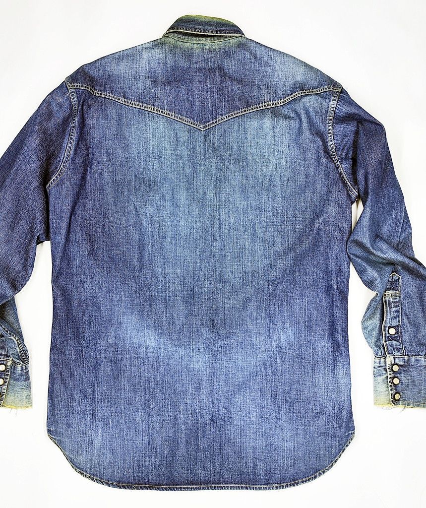 Levi's Distressed LEVIS longhorn denim western pearl snap button Size US M / EU 48-50 / 2 - 9 Thumbnail