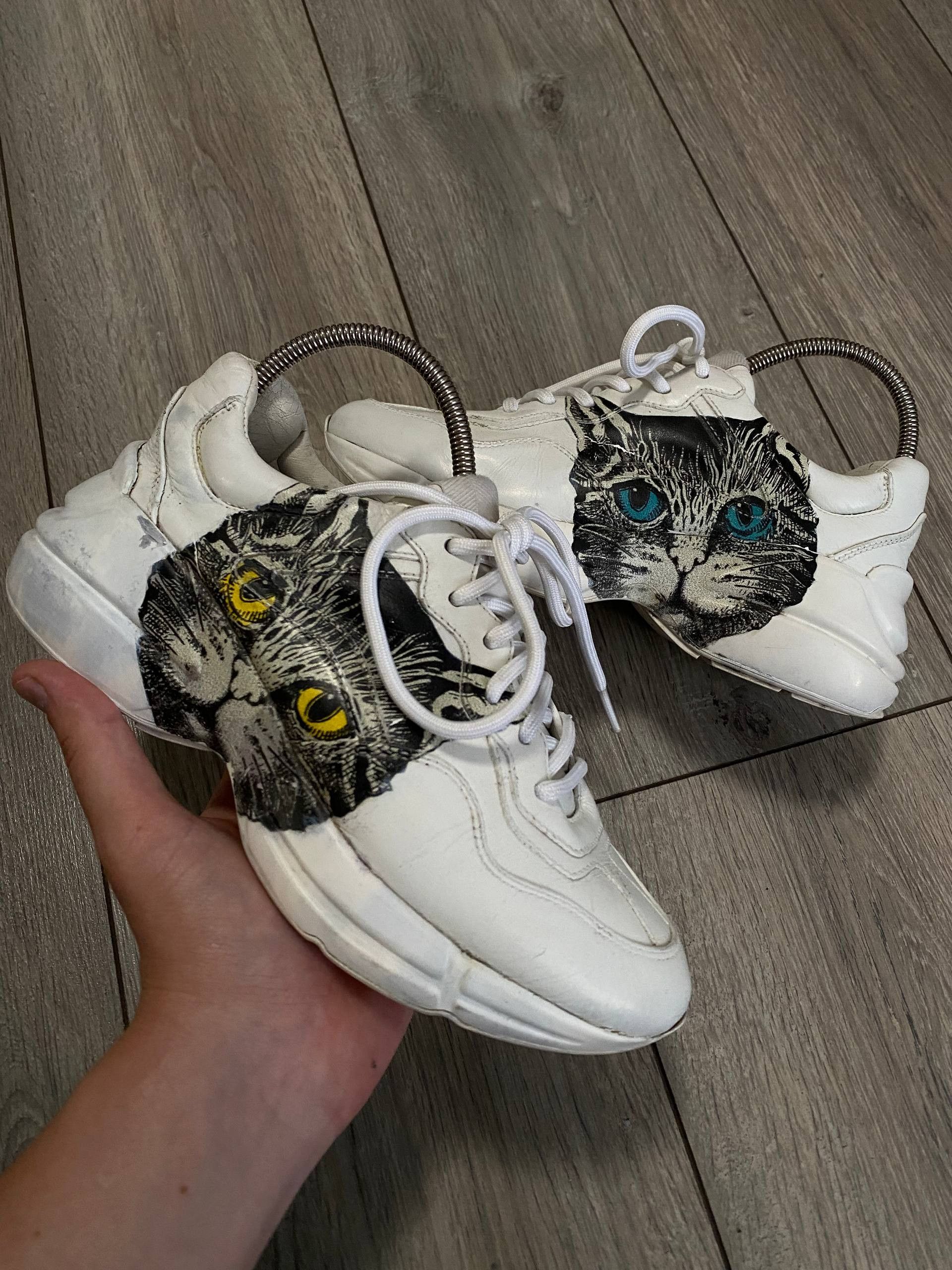 Gucci Gucci White Leather Mystic Cat Rhyton Low Top Sneakers | Grailed