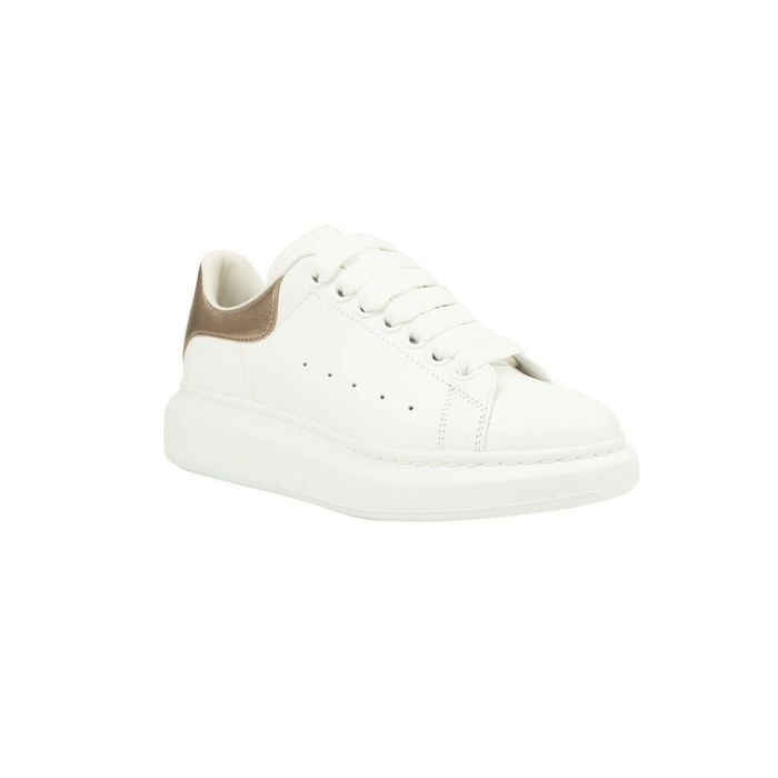 Alexander McQueen White Rose Gold Oversized Sneakers Size 34.5
