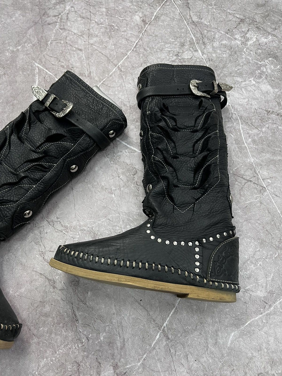 14th Addiction × Japanese Brand VINTAGE 14thAddiction style 00s Leather Boots high top shoes Size US 7 / IT 37 - 6 Thumbnail