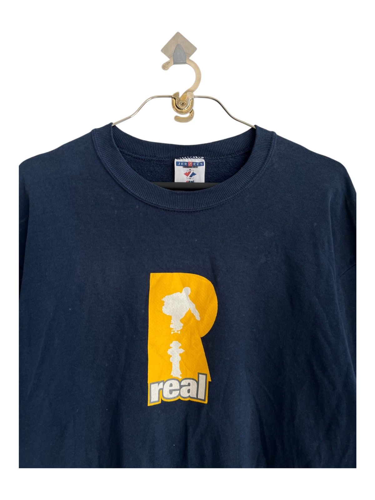 Hook-Ups × Powell Peralta × Vintage 1990s REAL SKATEBOARD Trademark Logo Crewneck Sweatshirt Size US L / EU 52-54 / 3 - 1 Thumbnail