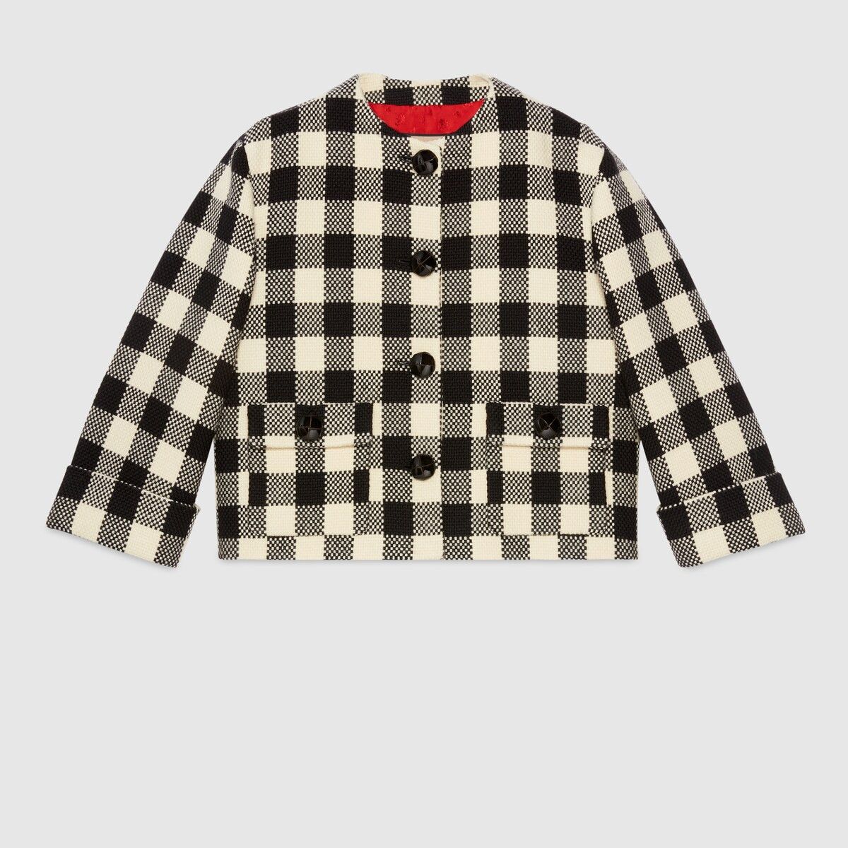 Gucci 46 XL - Gucci Gingham Wool Jacket Check Black White Size L / US 10 / IT 46 - 1 Thumbnail