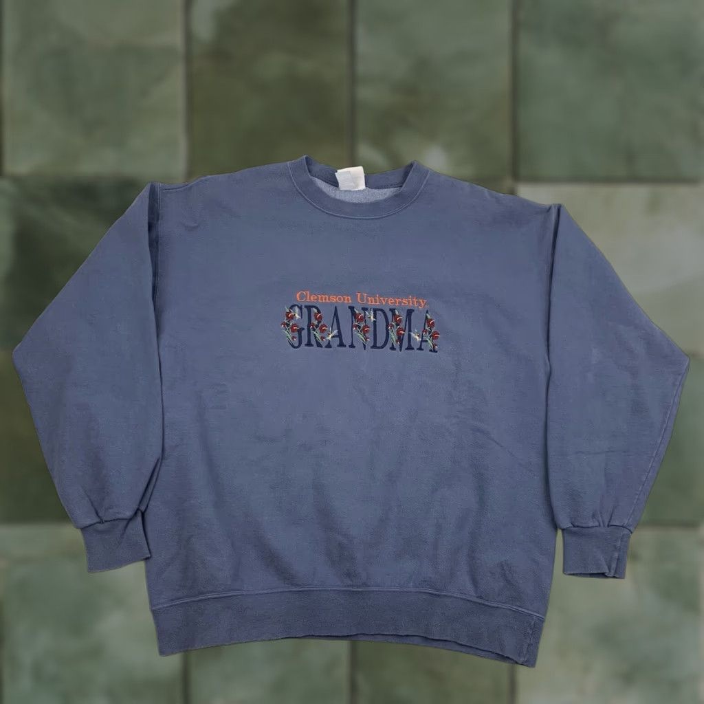 Vintage VINTAGE Top Threads Clemson University Sweatshirt Womens Large Blue Pullover Crew Neck Grandma Y2K College Flowers Size L / US 10 / IT 46 - 1 Thumbnail