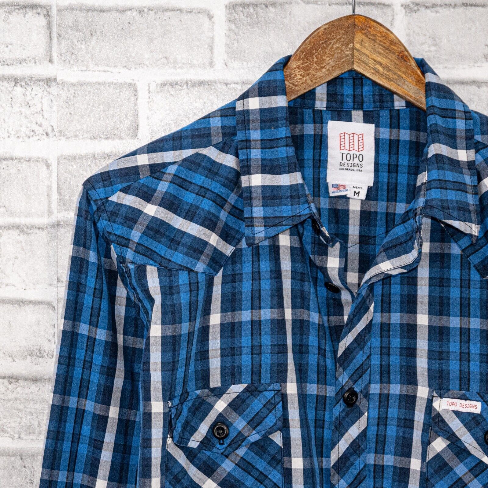 Topo Designs TOPO Designs Men's Long Sleeve Button up Shirt Blue Plaid Size US M / EU 48-50 / 2 - 4 Thumbnail